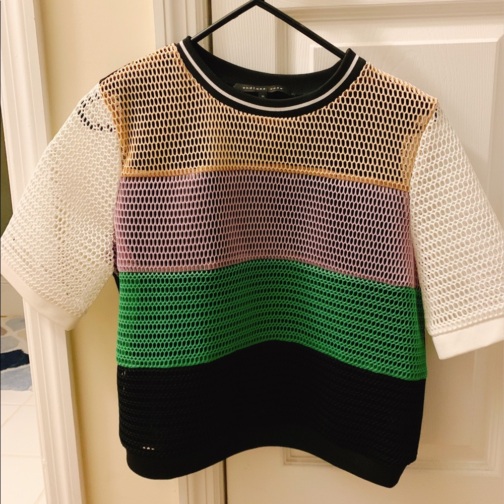 Endless rose rainbow mesh top size M